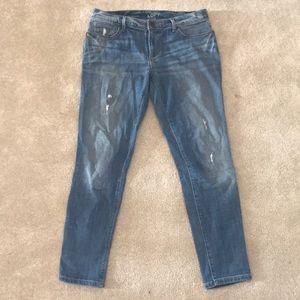 Ann Taylor Loft relaxed skinny jeans, stylish rips